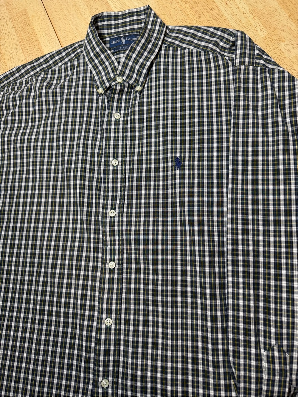 Polo Ralph Lauren Vintage Blake Green Pony Plaid Long Sleeve Button Down 2XL